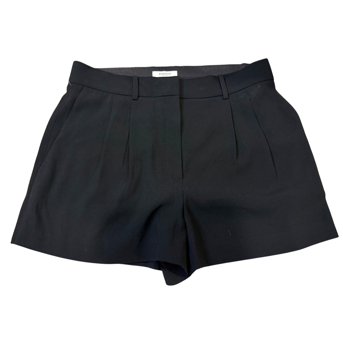 Babaton Atelier Black Pleated High Waisted Shorts Size 12 99314 Tailored Dressy